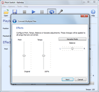 Batch file conversion: Adjusting pitch and tempo.